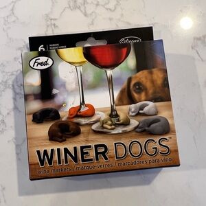 Fred Winer Dogs 6pk Wiener Dogs For Marking Wine Glasses, Glass Markers